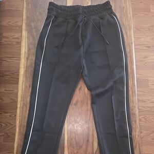 Rivhie Le Men's Black Pants with White Stripe